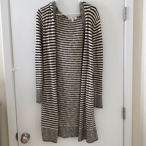 Long striped cardigan w/hood. Size M